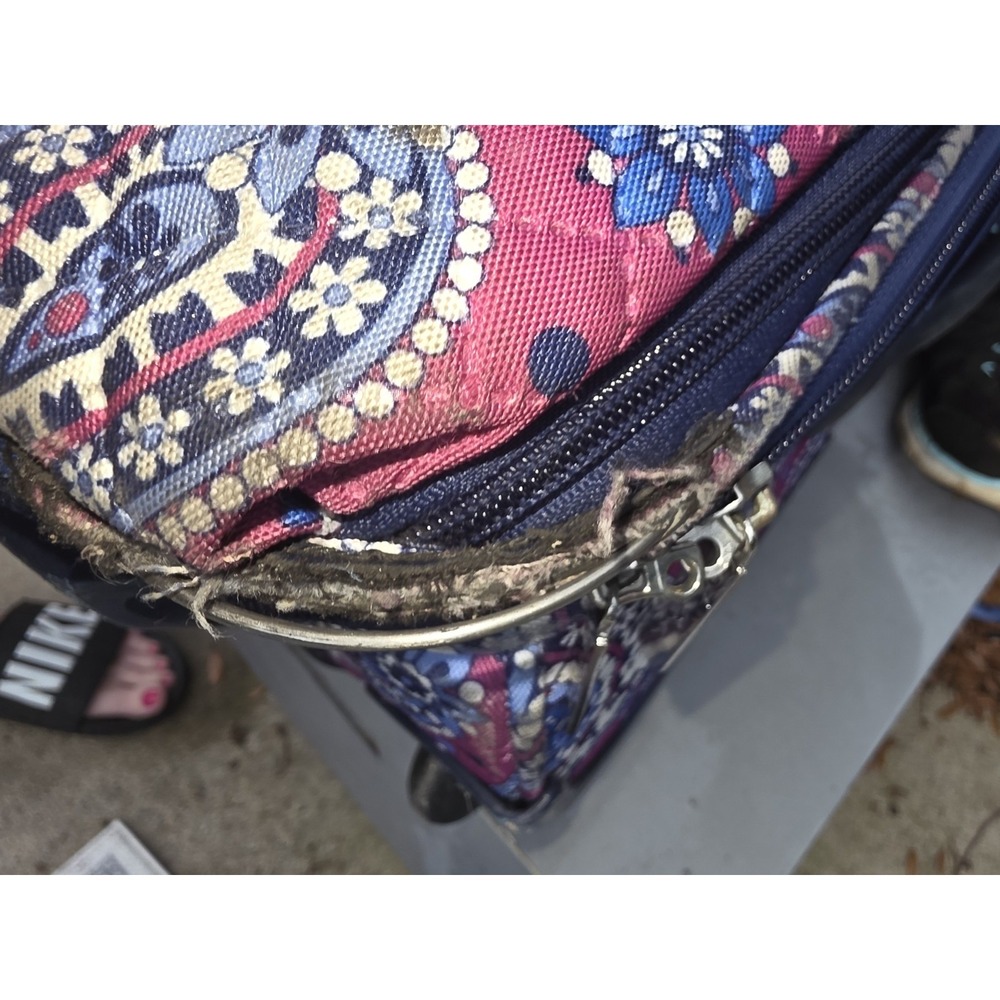 Vera Bradley Rolling Suitcase Lge Paisley Quilted Expandable See Pics Flaws - Picture 6 of 13